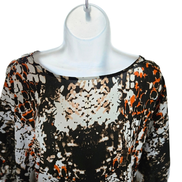 ECI Women's Black and Orange Abstract Blouse - Picture 6 of 10